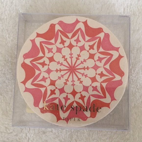 kate spade holly holiday green red paper coaster set of 8 nwt - Picture 1 of 6